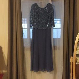 Sequined lace & chiffon gown/ Alex Evenings